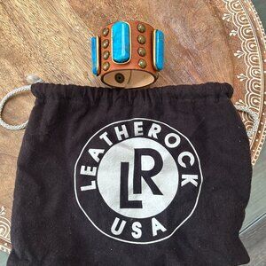 Leather Rock Bracelet with Turquoise